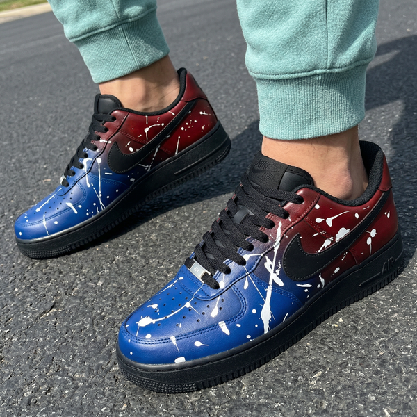 Custom AF 1s Shoes Red Blue White Splatter-oicustom