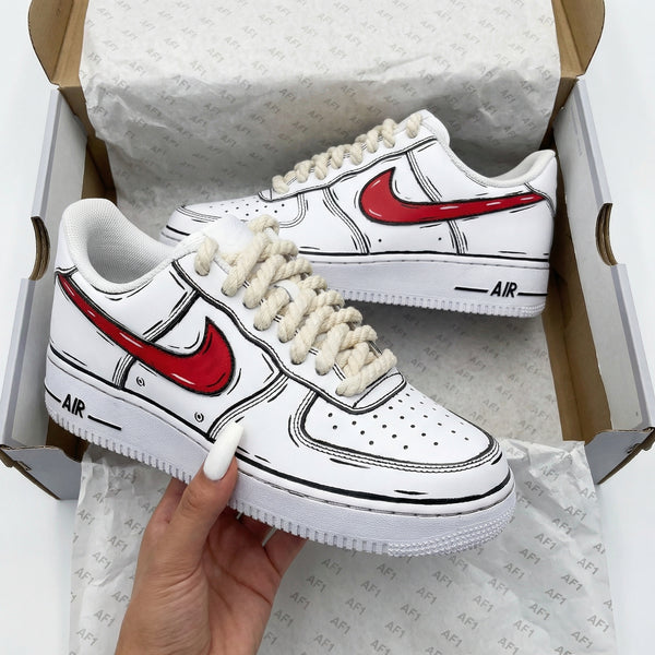 Custom AF 1s Shoes Red Cartoon Thick Shoelaces-oicustom