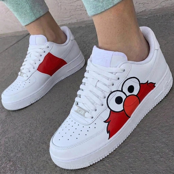 Custom AF 1s Shoes Red Orange Elmo-oicustom