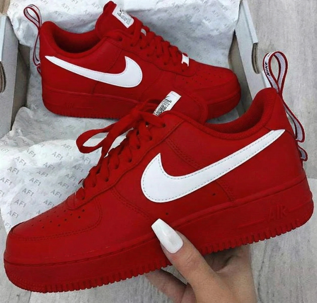 Custom AF 1s Shoes Red White-oicustom