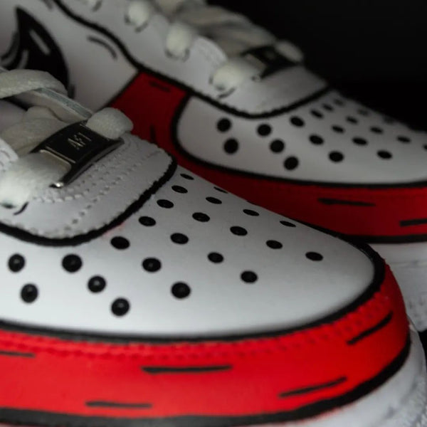 Custom AF 1s Shoes Red White Cartoon Design-oicustom
