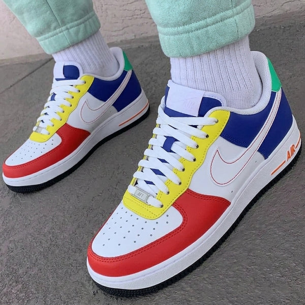 Custom AF 1s Shoes Red Yellow Blue Green Colorblocked-oicustom