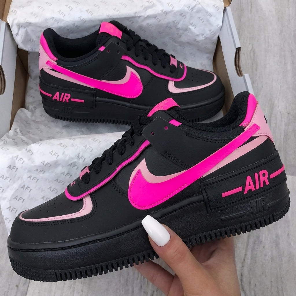 Custom AF 1s Shoes Shadow Black Baby Pink Neon Pink-oicustom