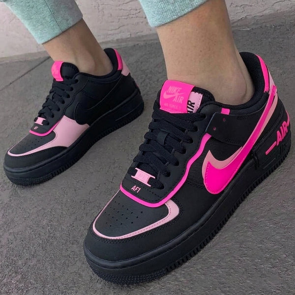 Custom AF 1s Shoes Shadow Black Baby Pink Neon Pink-oicustom