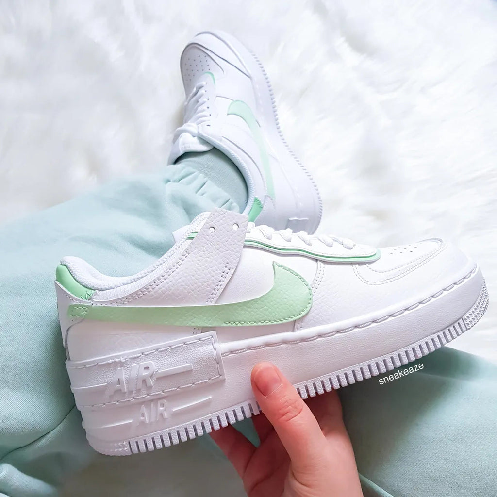 Custom AF 1s Shoes Soft Mint Green Accents-oicustom