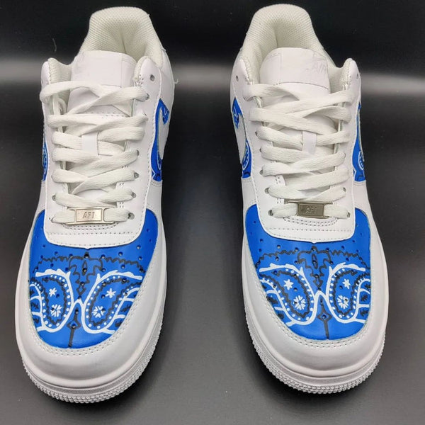 Custom AF 1s Shoes Spiritual Blue Paisley and Eye of Horus Design-oicustom