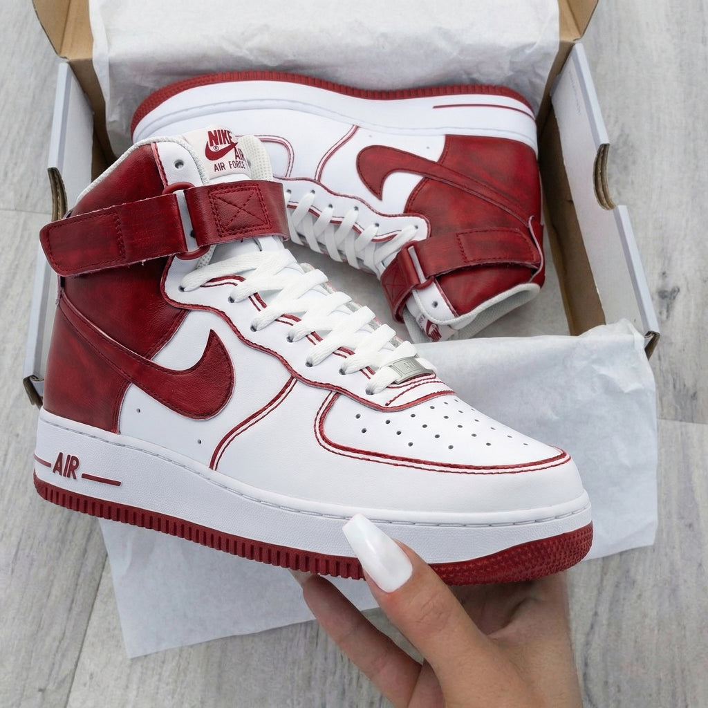 Custom AF 1s Shoes Street Passionate Red White-oicustom