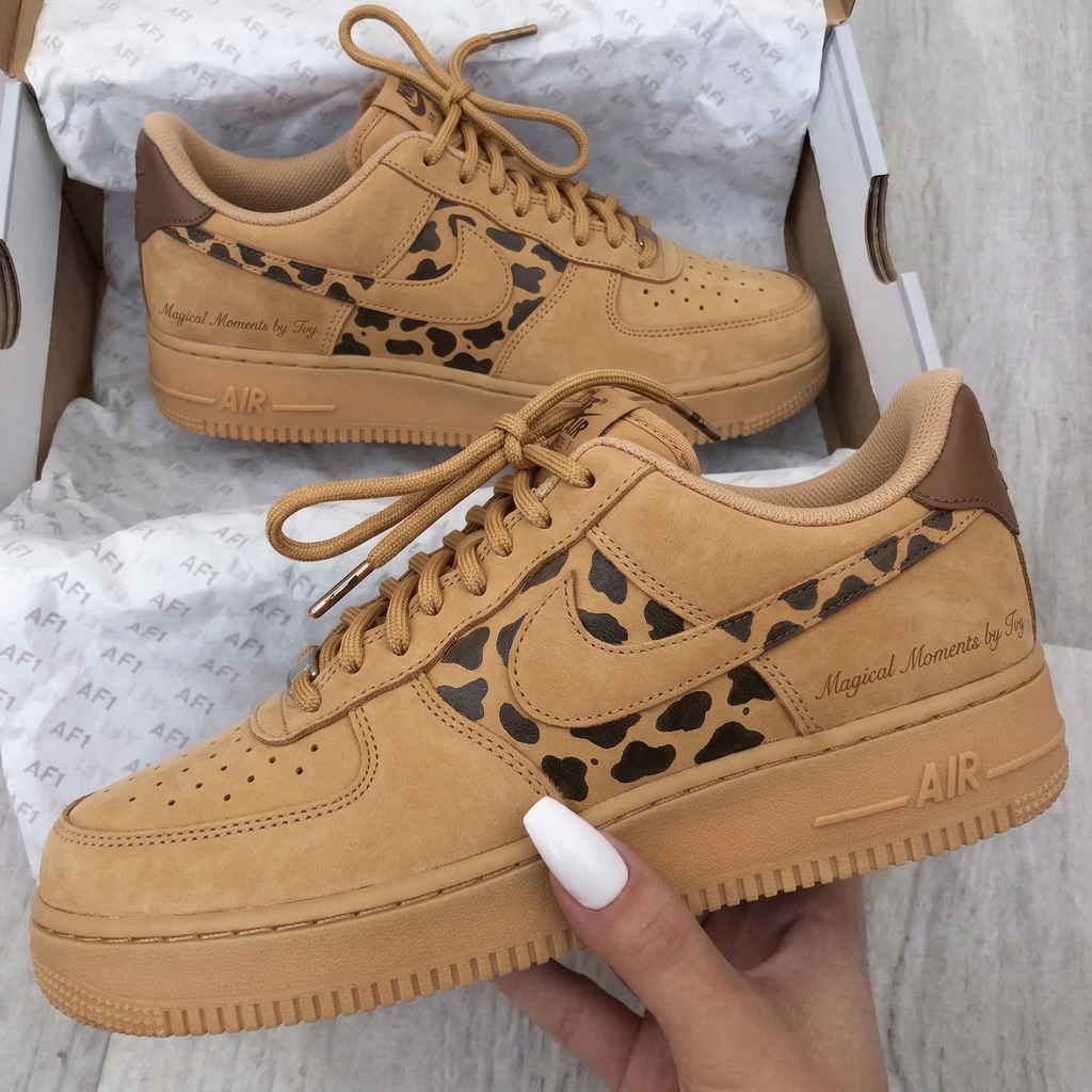 Custom AF 1s Shoes Tan Brown Leopard Print Custom-oicustom