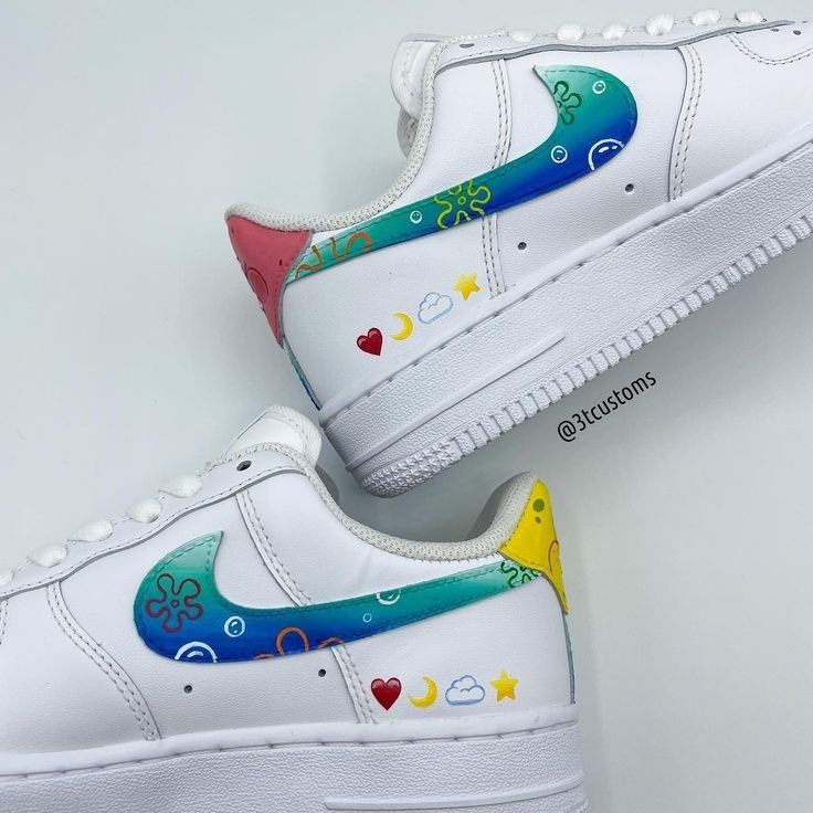 Custom AF 1s Shoes Teal Pink Cartoon Patterns-oicustom