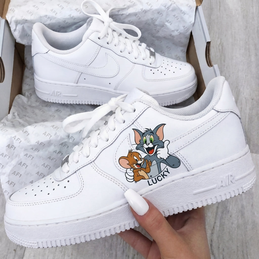 Custom AF 1s Shoes Tom And Jerry Lucky Graphic-oicustom