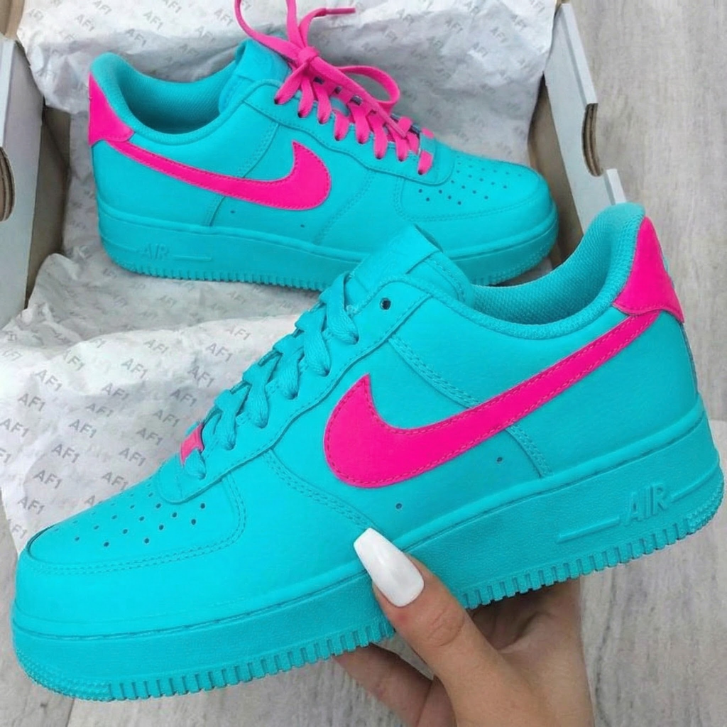 Custom AF 1s Shoes Turquoise Pink-oicustom