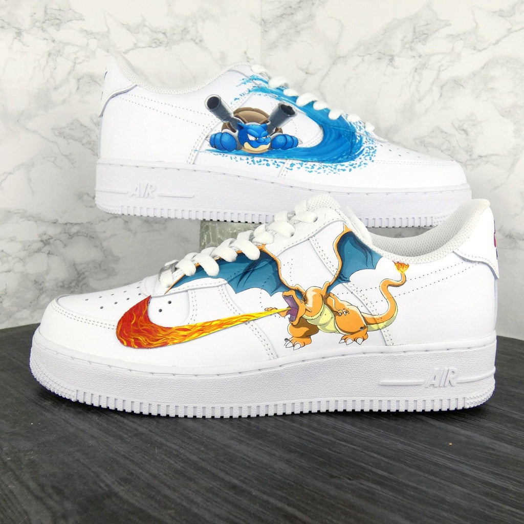 Custom AF 1s Shoes Vibrant Blue Orange Pokemon Design-oicustom