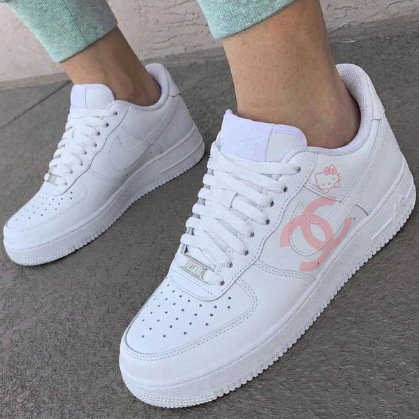 Custom AF 1s Shoes White Baby Pink Hello Kitty-oicustom