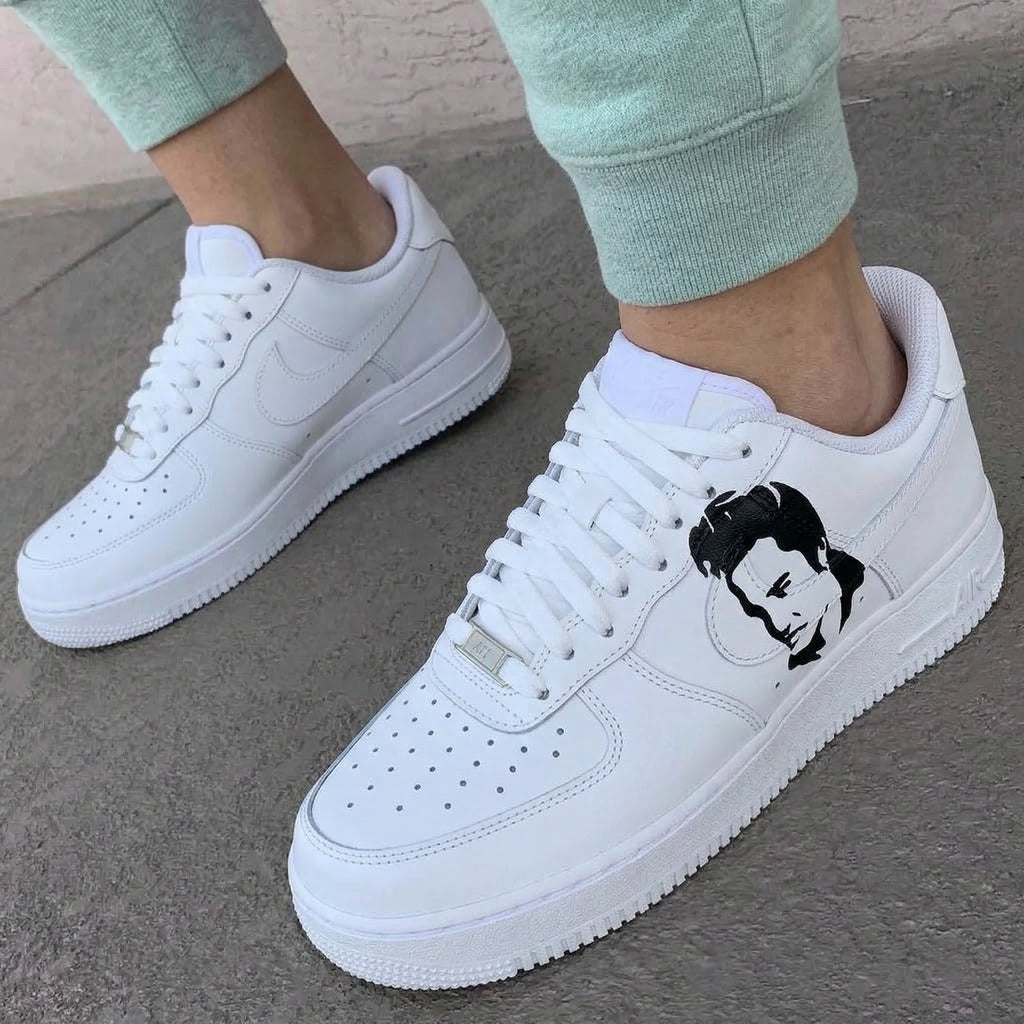 Custom AF 1s Shoes White Black Portrait Pattern-oicustom