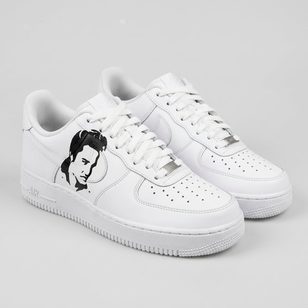 Custom AF 1s Shoes White Black Portrait Pattern-oicustom
