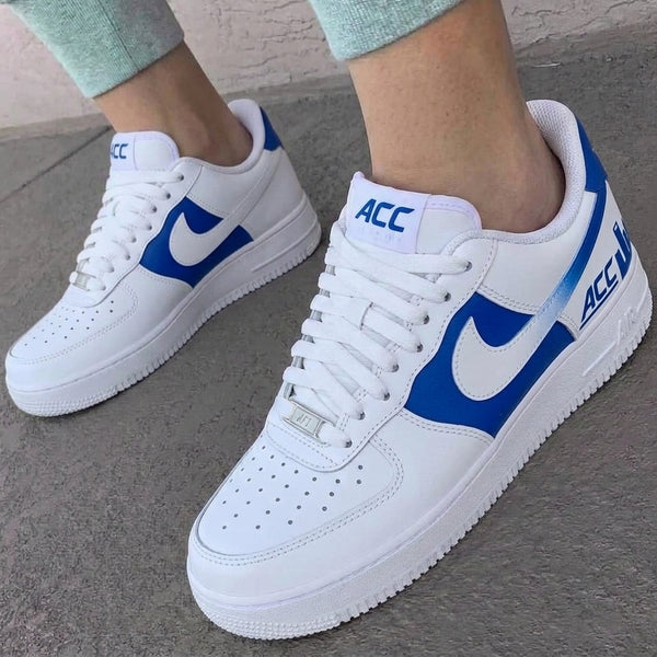 Custom AF 1s Shoes White Blue ACC City Print-oicustom