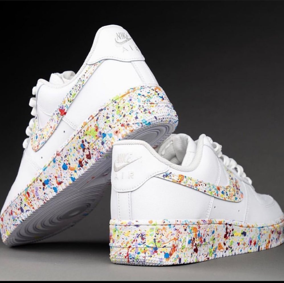 Custom AF 1s Shoes White Multicolor Splatter Pattern-oicustom