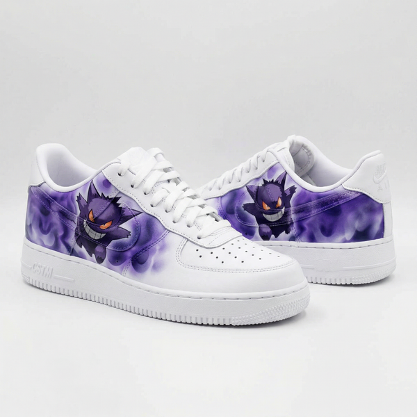 Custom AF 1s Shoes White Purple Gengar Pokemon-oicustom