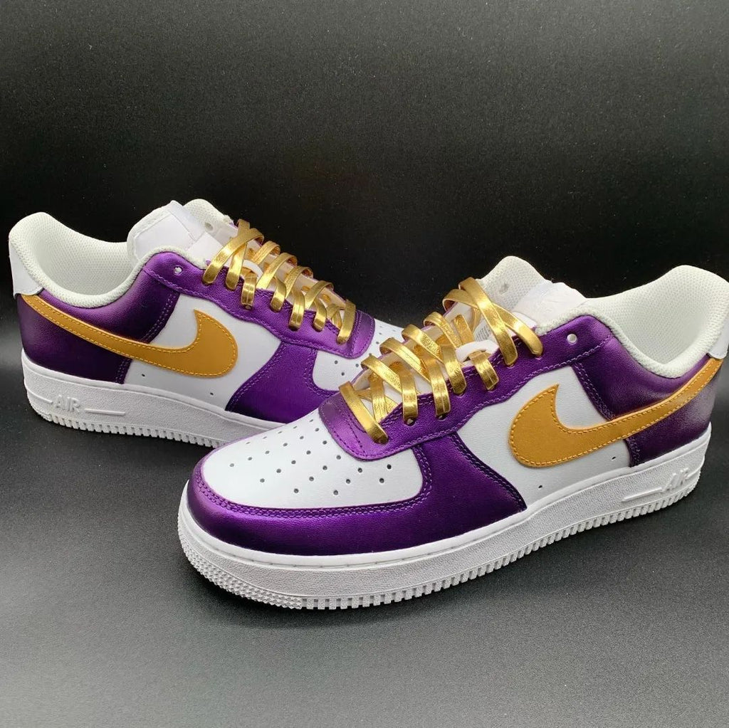 Custom AF 1s Shoes White Purple Gold-oicustom