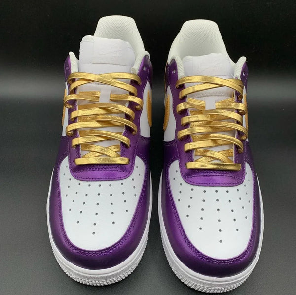 Custom AF 1s Shoes White Purple Gold-oicustom