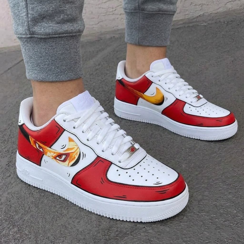 Custom AF 1s Shoes White Red Anime Eyes Design-oicustom