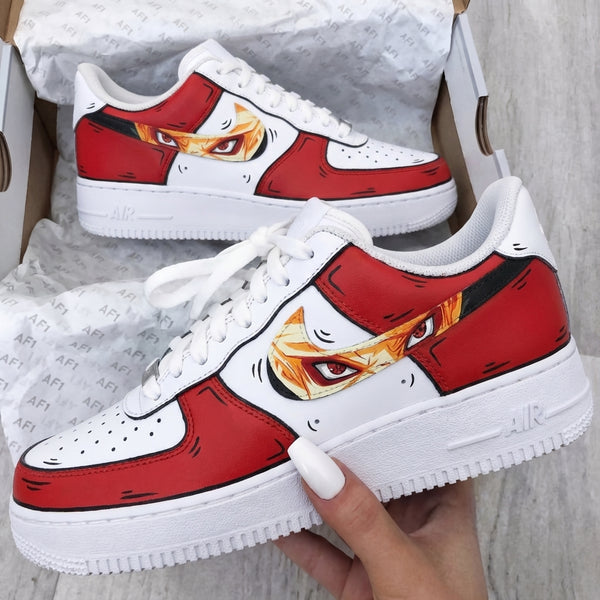 Custom AF 1s Shoes White Red Anime Eyes Design-oicustom