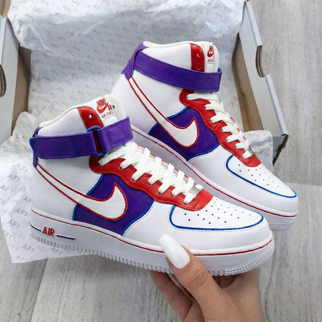 Custom AF 1s Shoes White Red Purple-oicustom