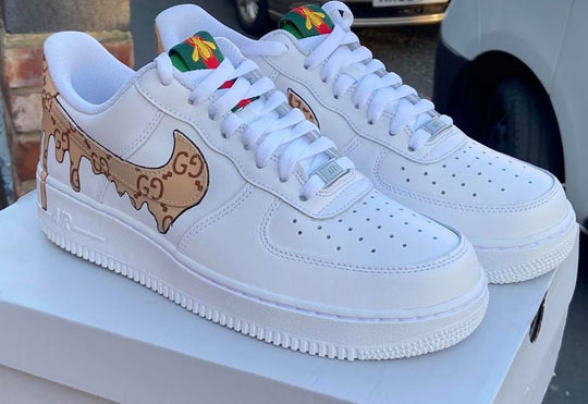 Custom AF 1s Shoes White with GG Logo and Pattern-oicustom