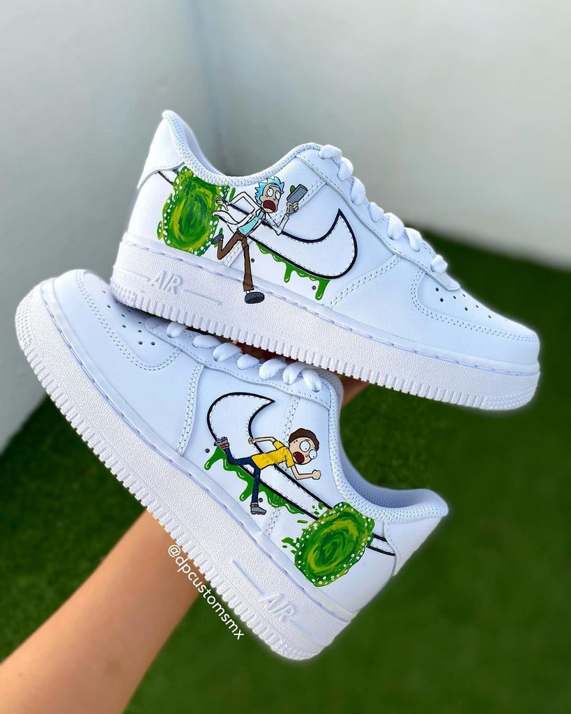Custom AF 1s Shoes White with Rick and Morty Design-oicustom