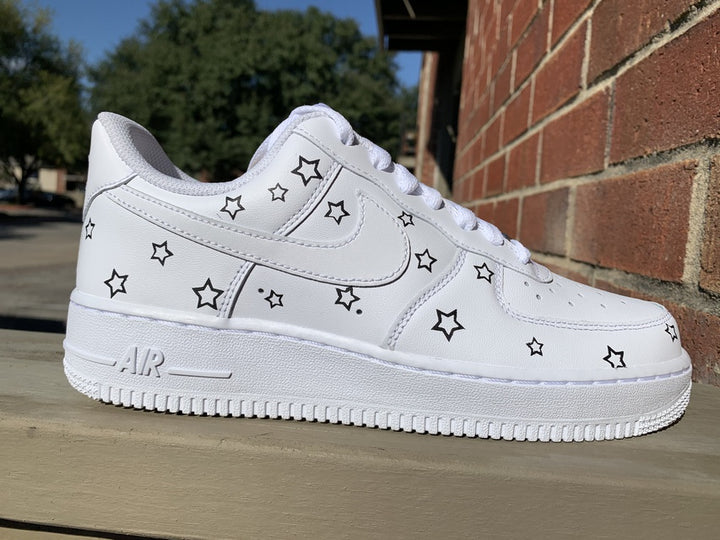 Custom AF 1s Shoes with Black Star Pattern-oicustom