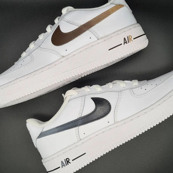 Custom AF 1s Shoes with Classic Brown Grey Combination-oicustom