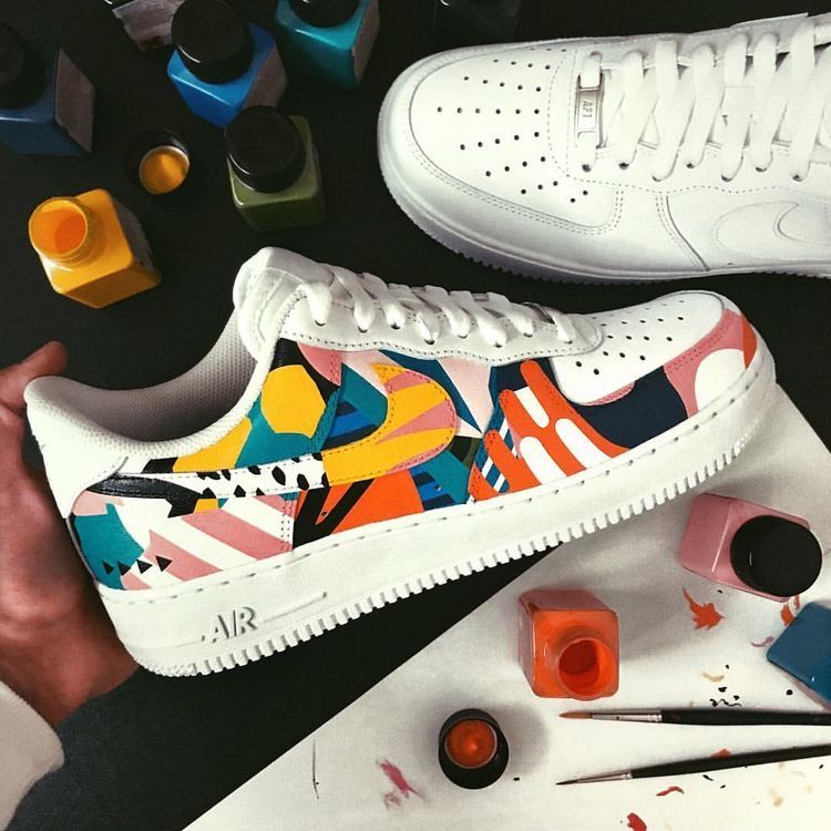 Custom AF 1s Shoes with Colorful Geometric Patterns-oicustom