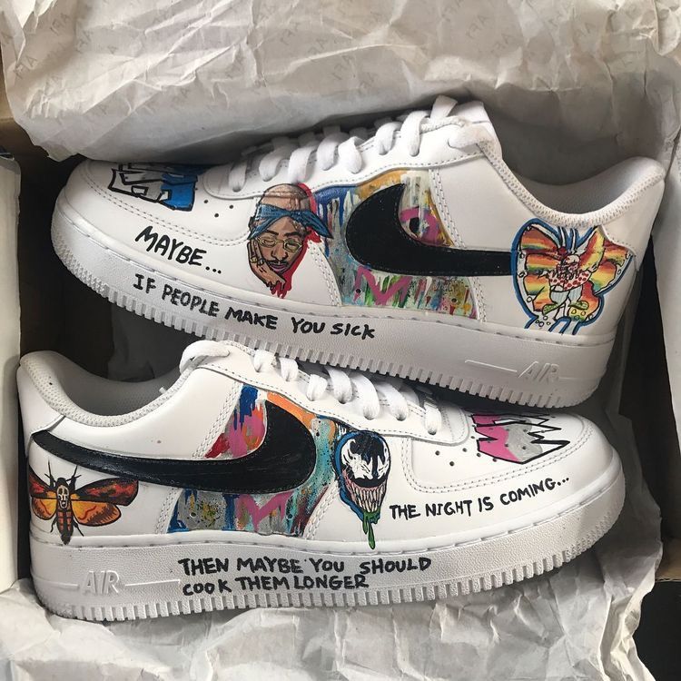 Custom AF 1s Shoes with Colorful Graffiti and Butterflies-oicustom