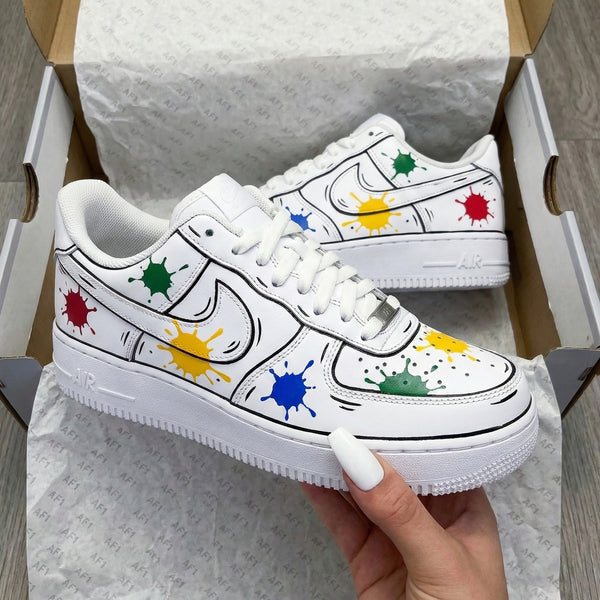 Custom AF 1s Shoes with Colorful Ink Splash Pattern-oicustom