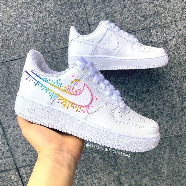 Custom AF 1s Shoes with Colorful Nike Logo Design-oicustom