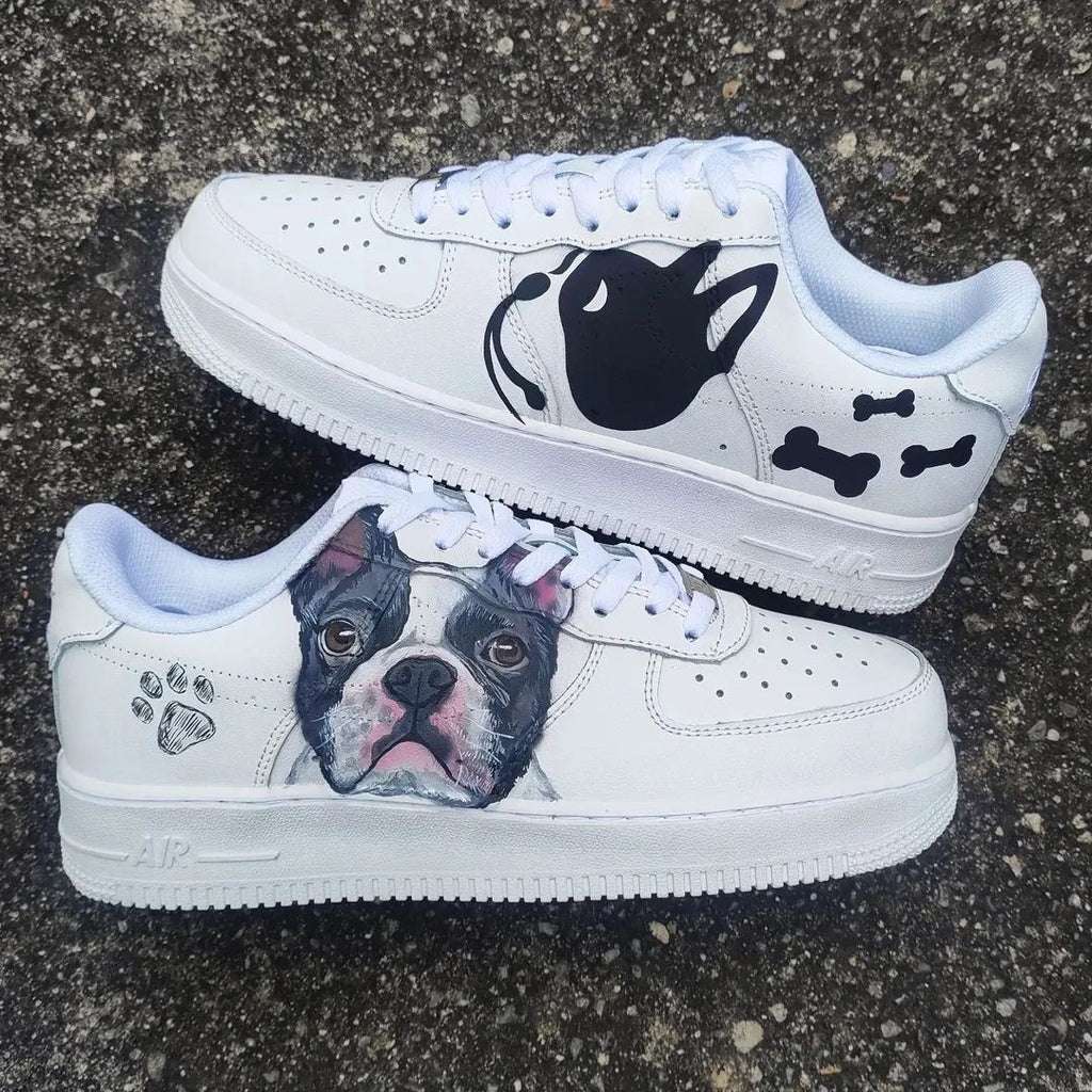 Custom AF 1s Shoes with Dog Paw and Bone Pattern-oicustom