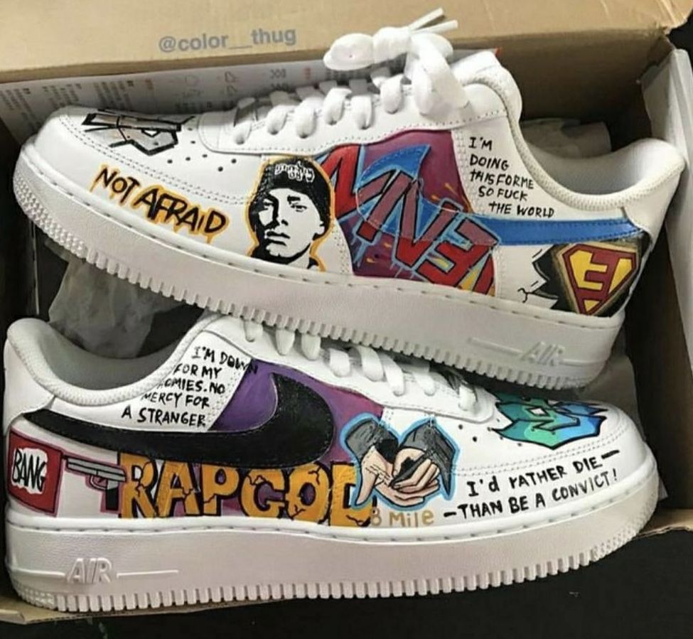 Custom AF 1s Shoes with Graffiti and Rap - Themed Patterns-oicustom