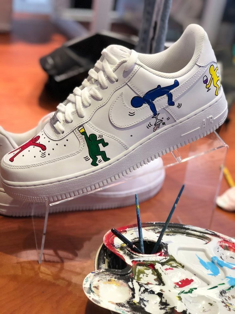 Custom AF 1s Shoes with Multicolor Stick - Figure Patterns-oicustom