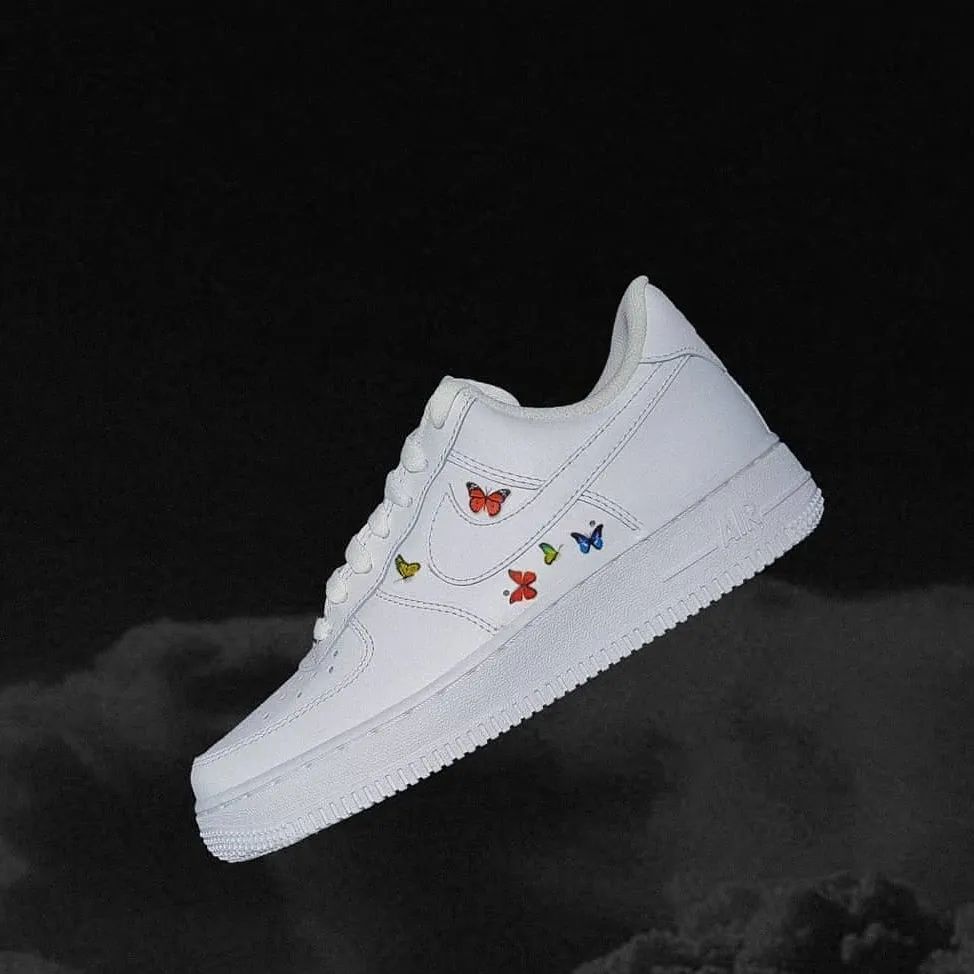 Custom AF 1s Shoes with Multicolored Butterflies-oicustom