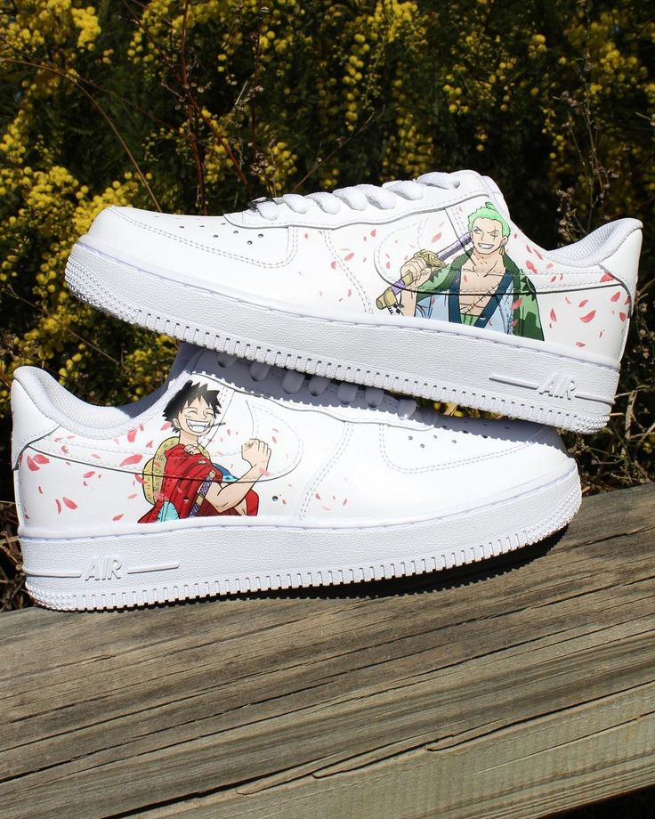 Custom AF 1s Shoes with One Piece Pink Sakura Anime Pattern-oicustom