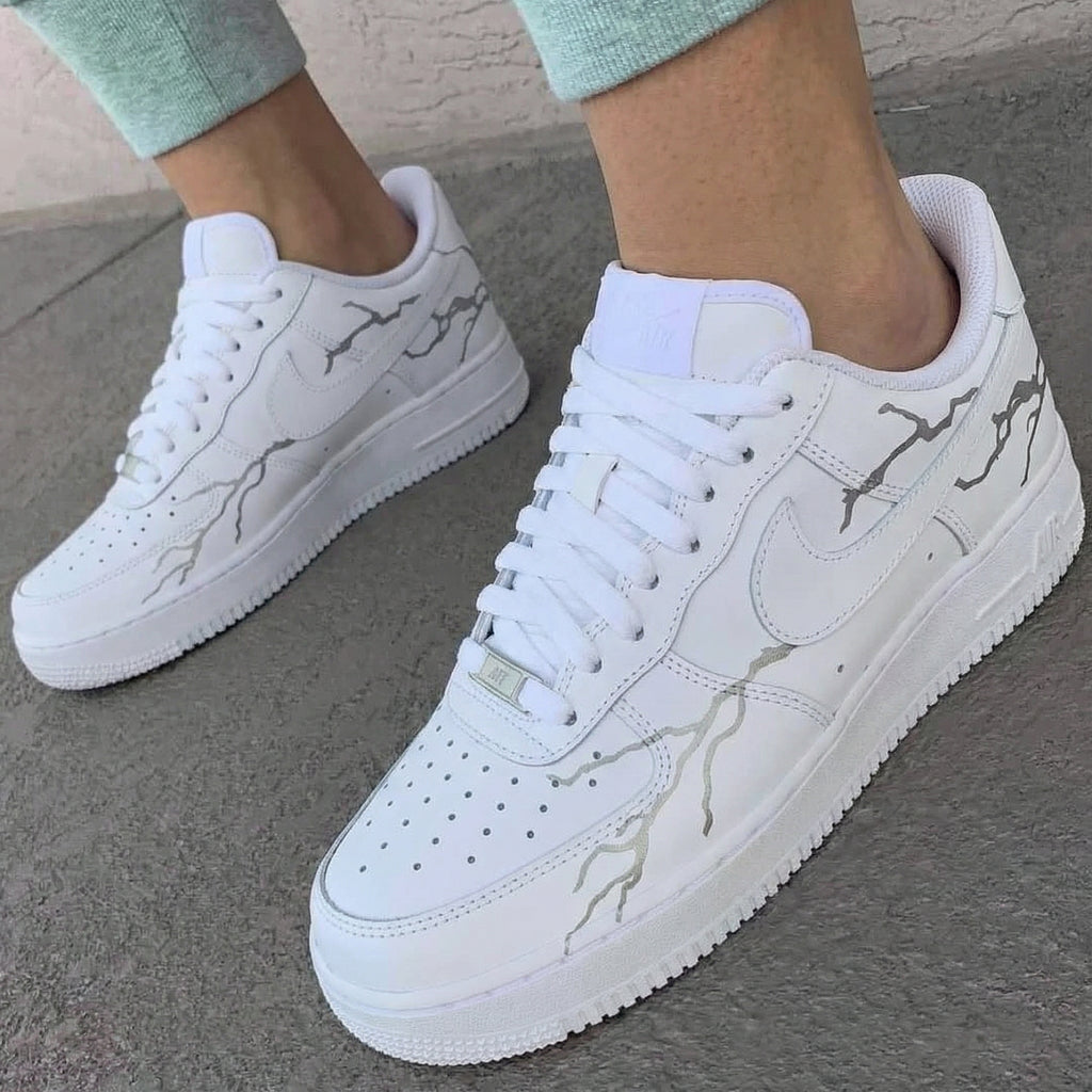 Custom AF 1s Shoes with Premium Gray Crack Pattern-oicustom