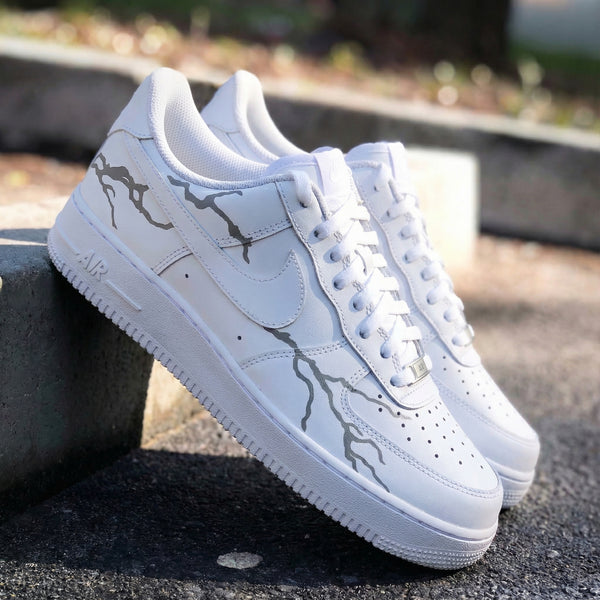 Custom AF 1s Shoes with Premium Gray Crack Pattern-oicustom