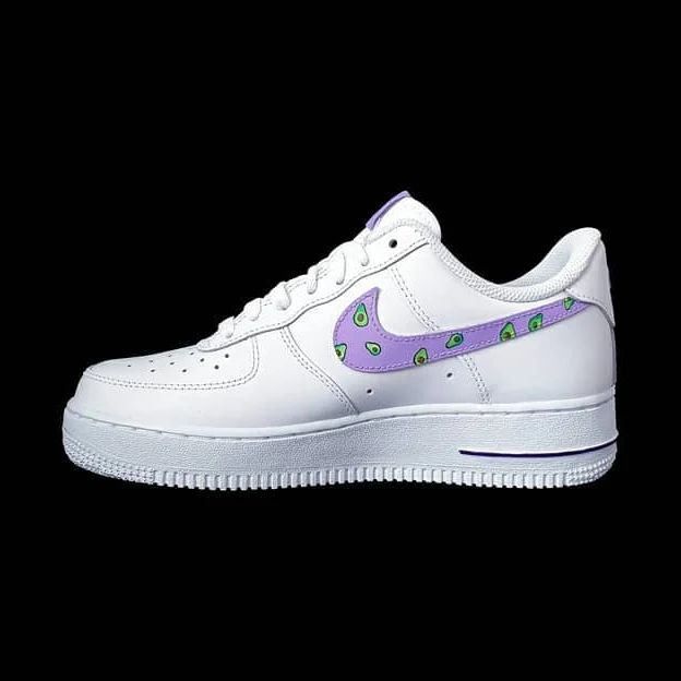 Custom AF 1s Shoes with Purple Blossom Floral Motif-oicustom