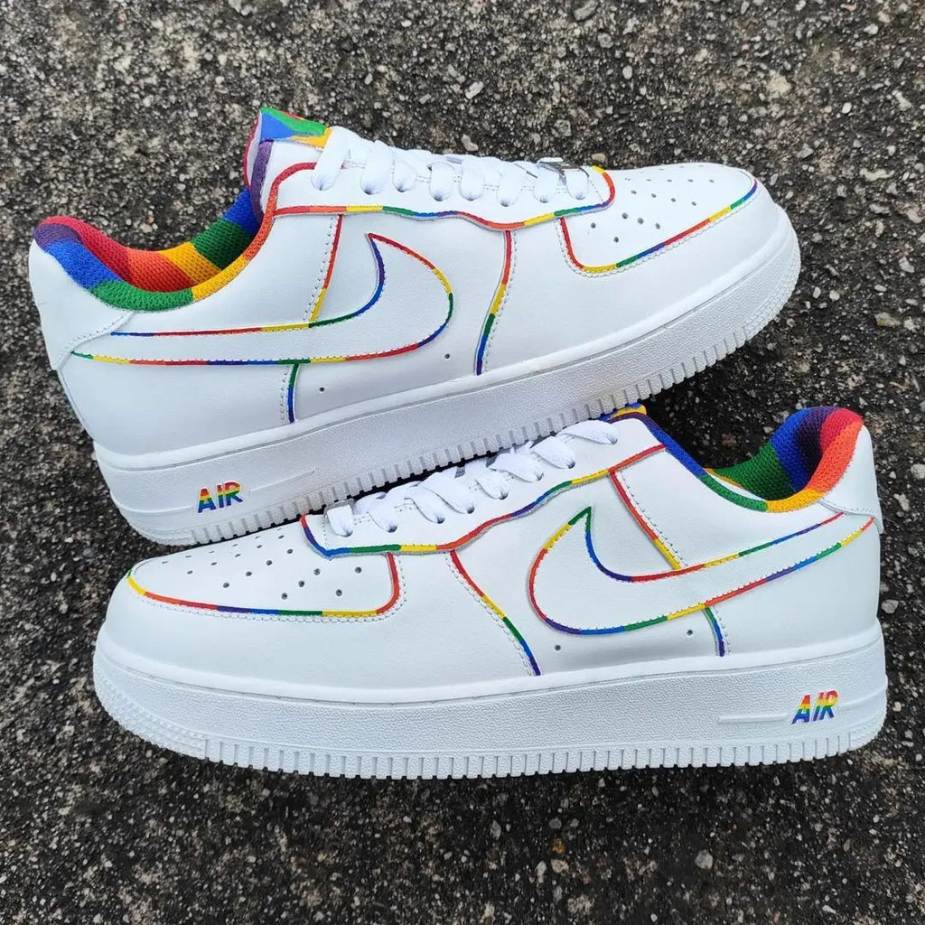 Custom AF 1s Shoes with Rainbow Accents-oicustom