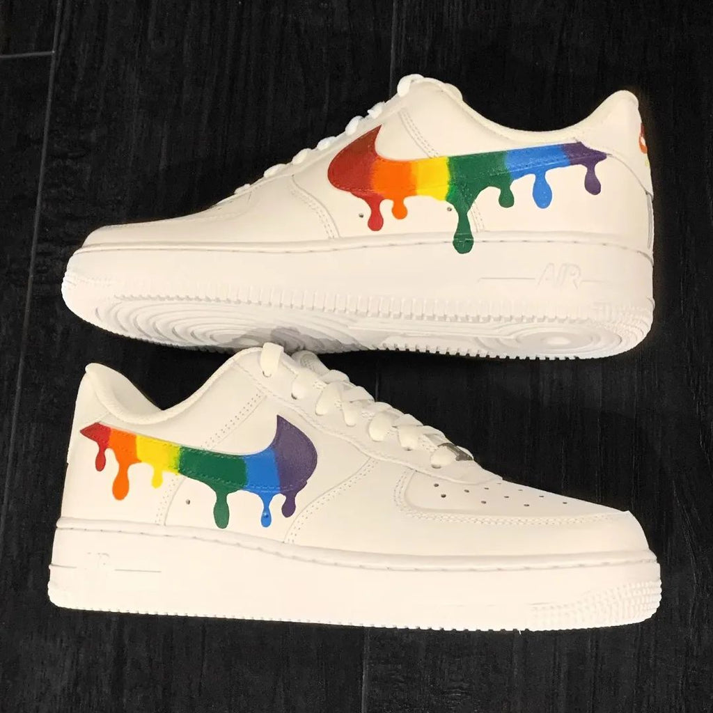 Custom AF 1s Shoes with Rainbow Drip Design-oicustom