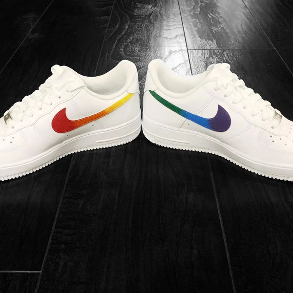 Custom AF 1s Shoes with Rainbow Drip Design-oicustom