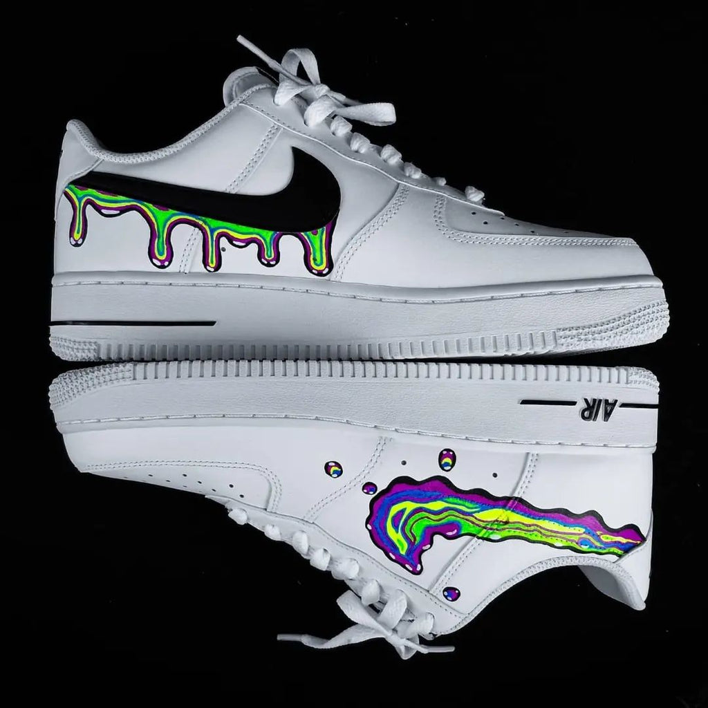 Custom AF 1s Shoes with Rainbow Drip Pattern-oicustom