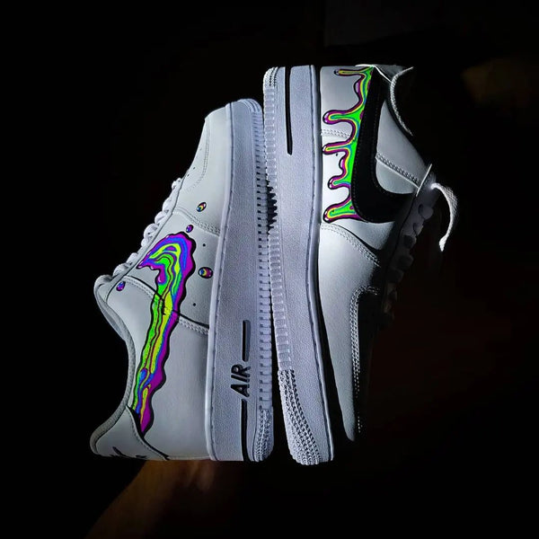 Custom AF 1s Shoes with Rainbow Drip Pattern-oicustom