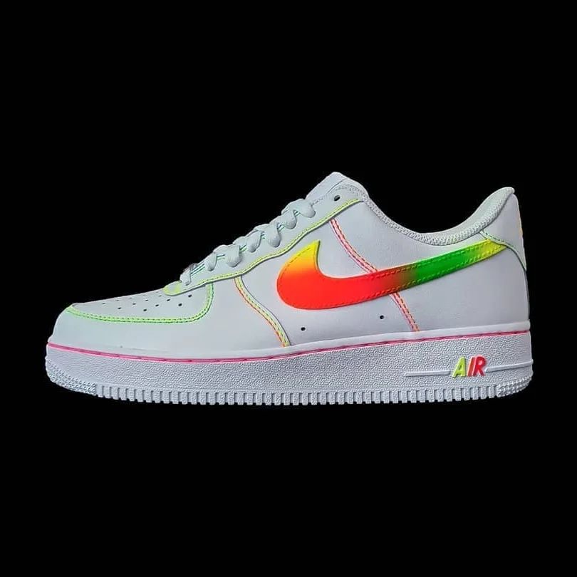 Custom AF 1s Shoes with Rainbow Swoosh and Pink Details-oicustom