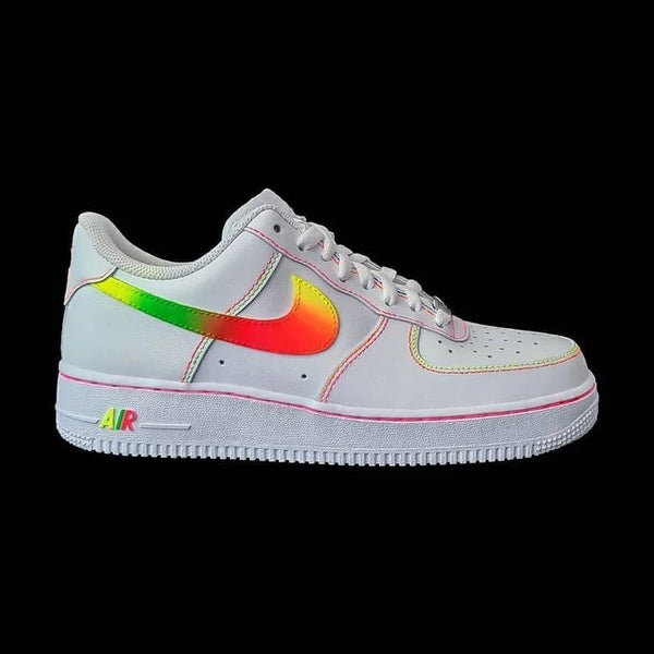 Custom AF 1s Shoes with Rainbow Swoosh and Pink Details-oicustom
